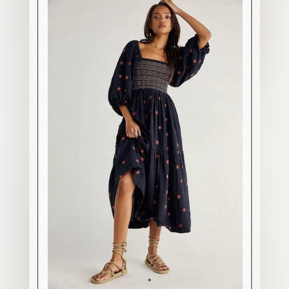 Free people Dahlia Embroidered Maxi Dress
